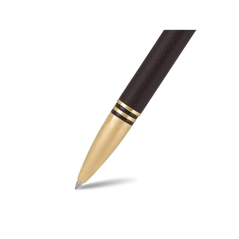 Lapis Bard Torque Artis Leather Ballpoint Pen - Brown with Gold Trims