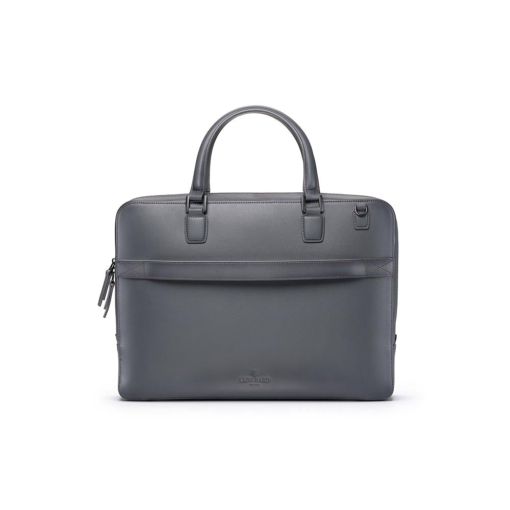 Lapis Bard Ducorium Leather Spencer 15-inch Laptop Briefcase - Graphite with Detachable Belt