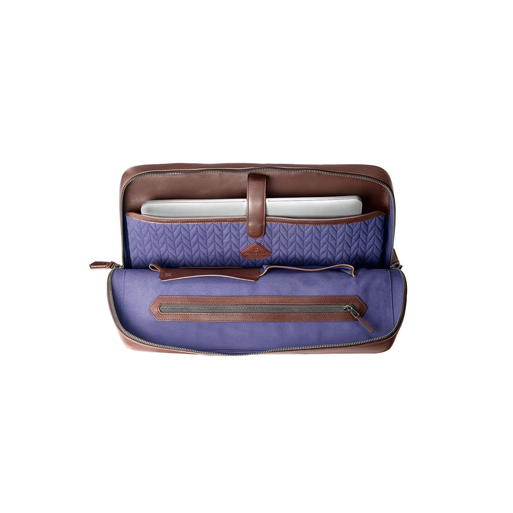 Lapis Bard Dark Brown Mandeville 14-Inch Croc-Textured Laptop Bag