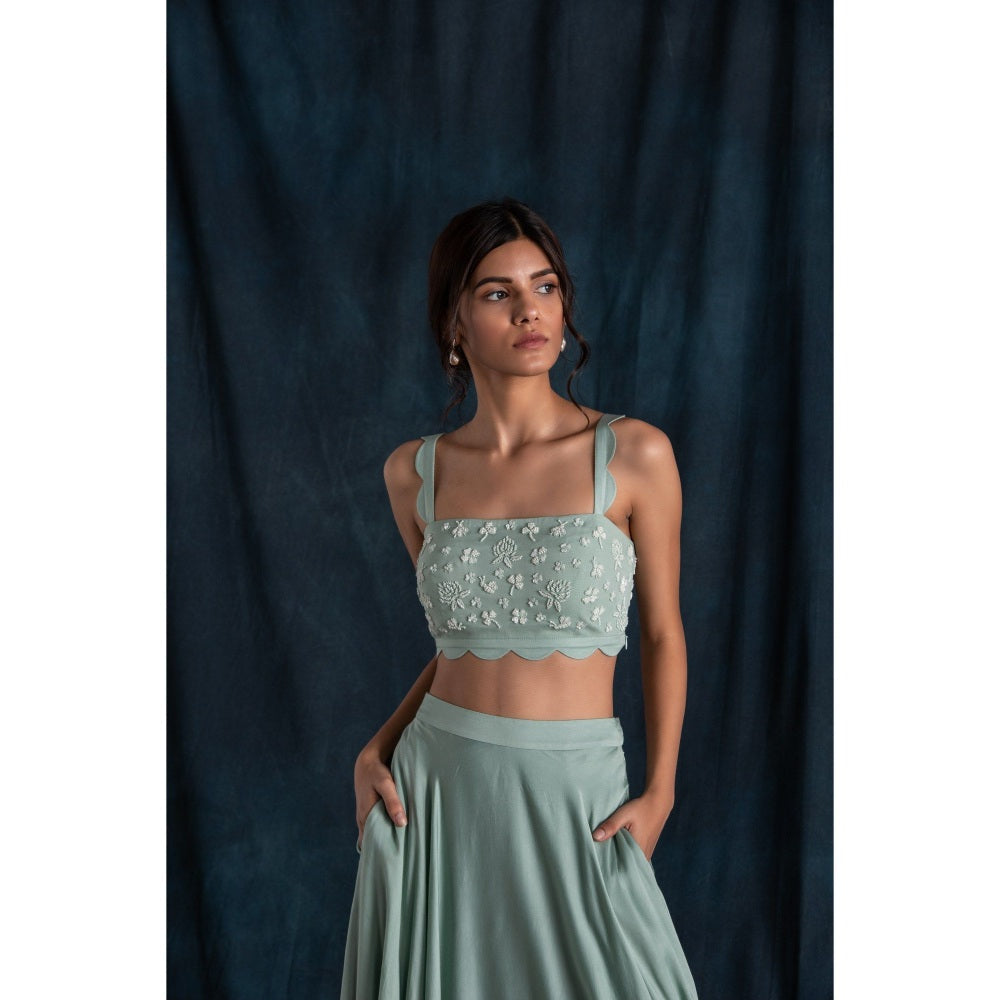 Lavanya Ahuja Scallop Detail Lehenga & Blouse with Dupatta (Set of 3)
