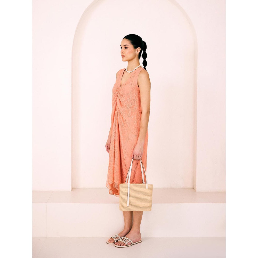 Lavanya Ahuja Peach Sunset Gathered Dress