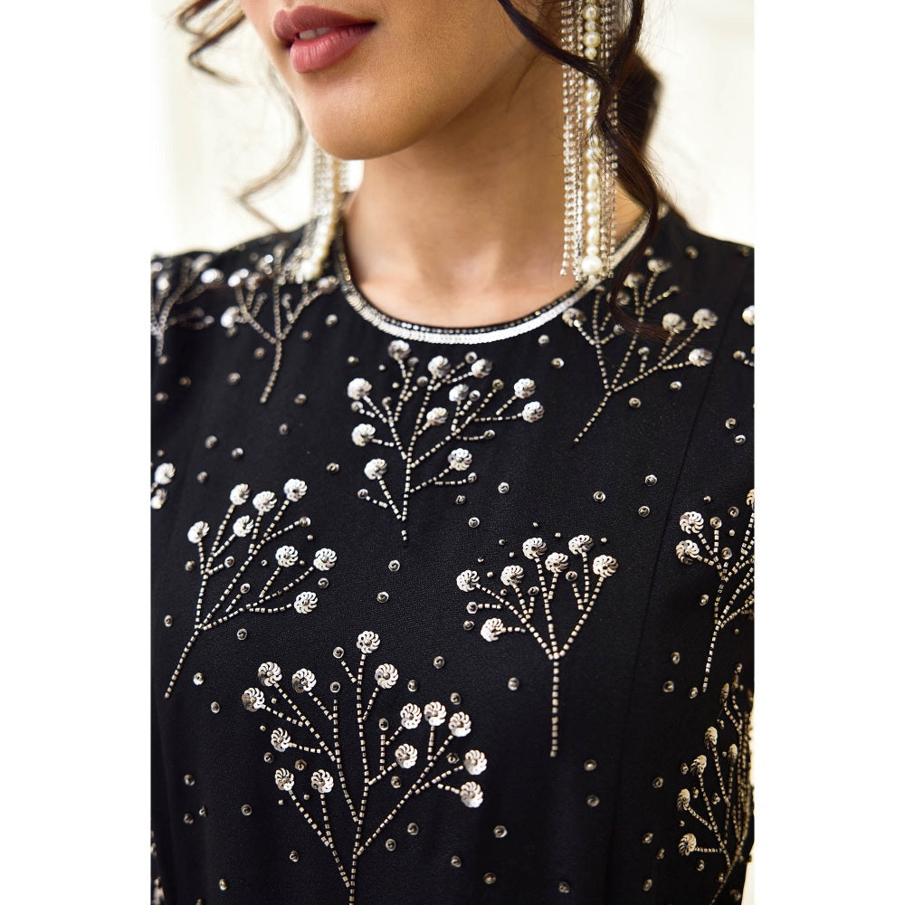 Lavanya Ahuja Black Flared Jumpsuit with Beaded Bodice