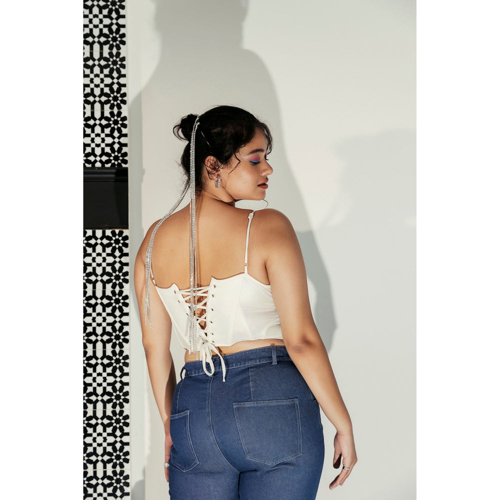 Lea Clothing Maude Rhinestone Embroidered Flared Blue Jeans