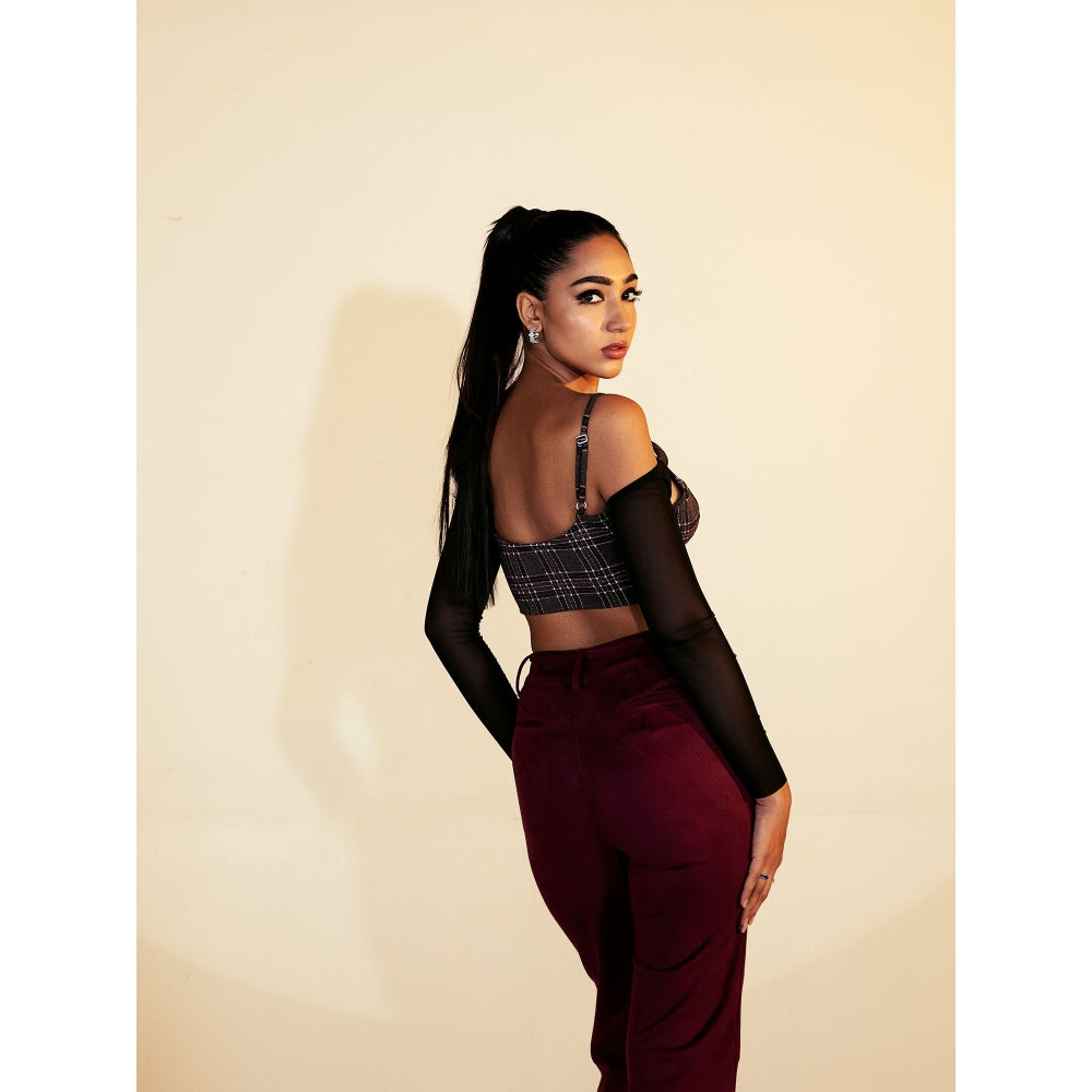 Lea Clothing Amada Red Faux Suede Flare Pants