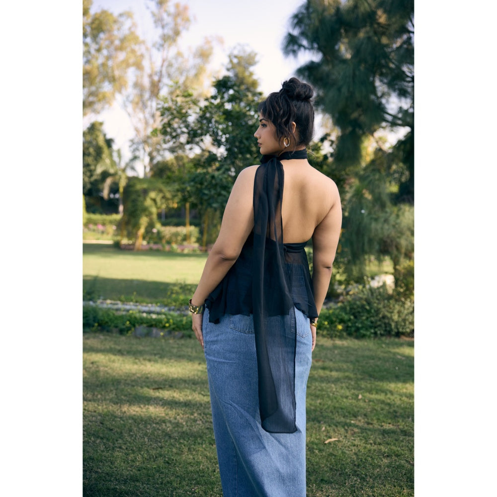 Lea Clothing Deanna Blue Denim Maxi Skirt