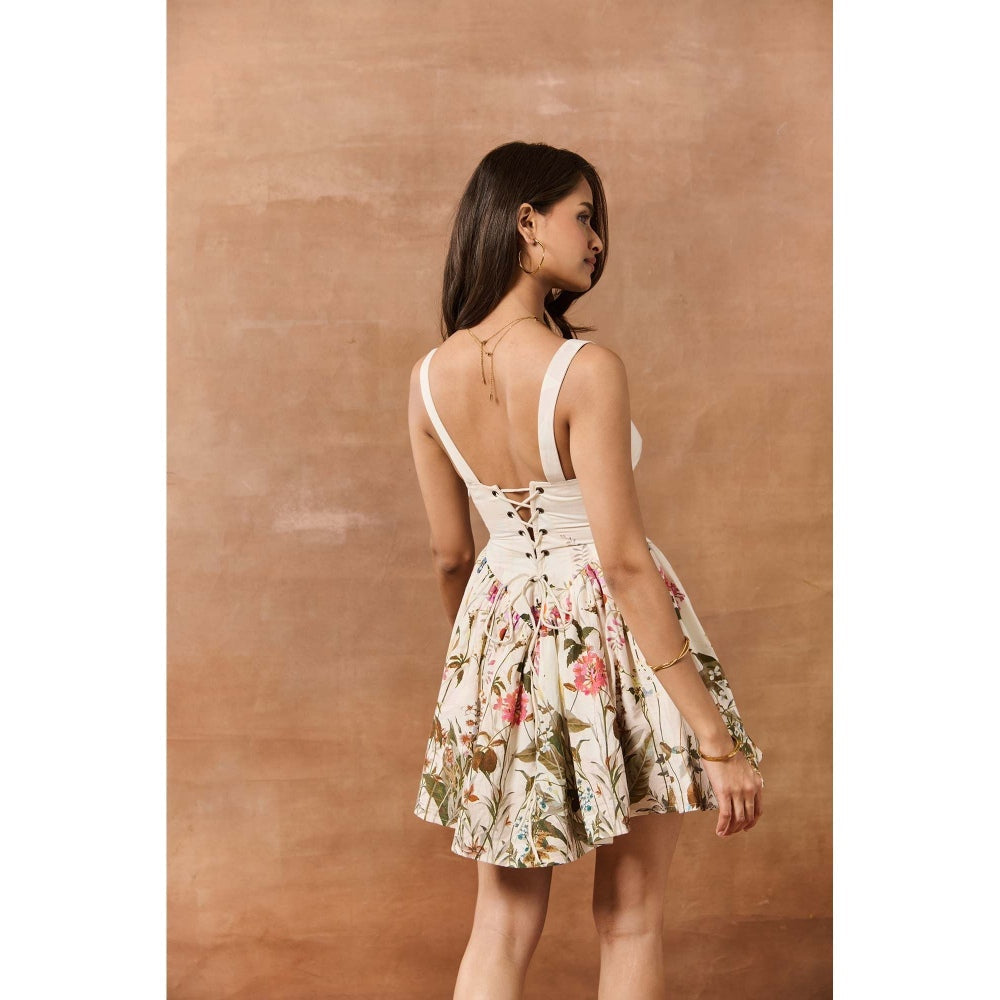 Lea Clothing Gretel White Floral Printed Mini Dress