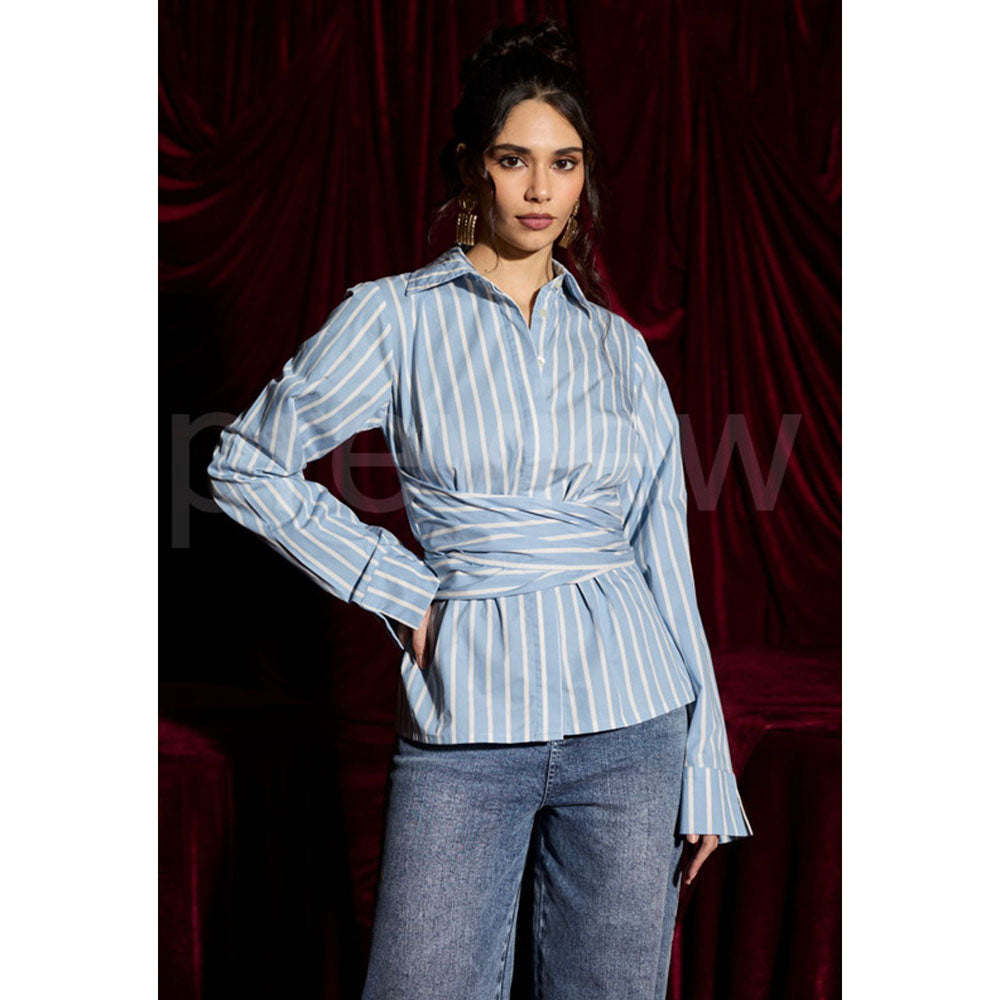 Lea Clothing Bluebell Wrap Stripe Shirt
