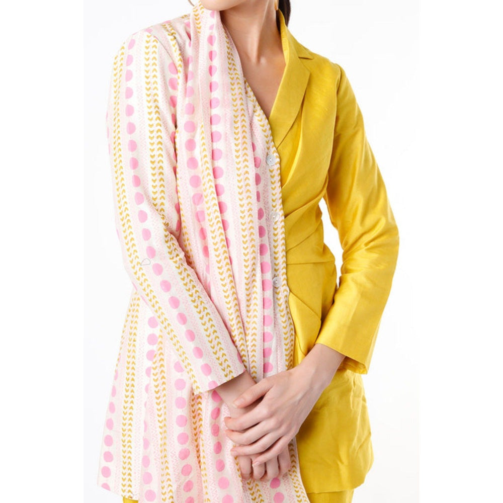 Leela by A Lime Yellow Chanderi Printed Co-Ord Set