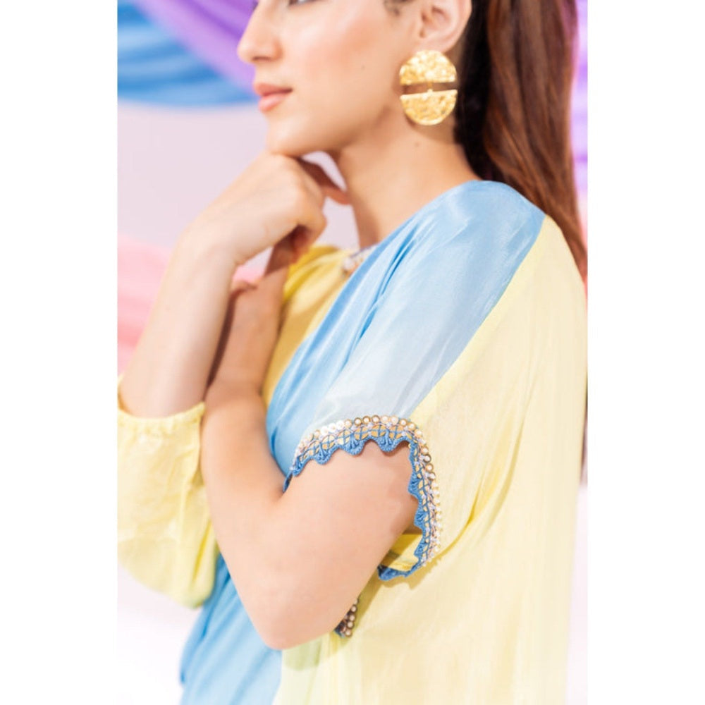 Leela by A Yellow Ombre Drape Kurta with Palazzo