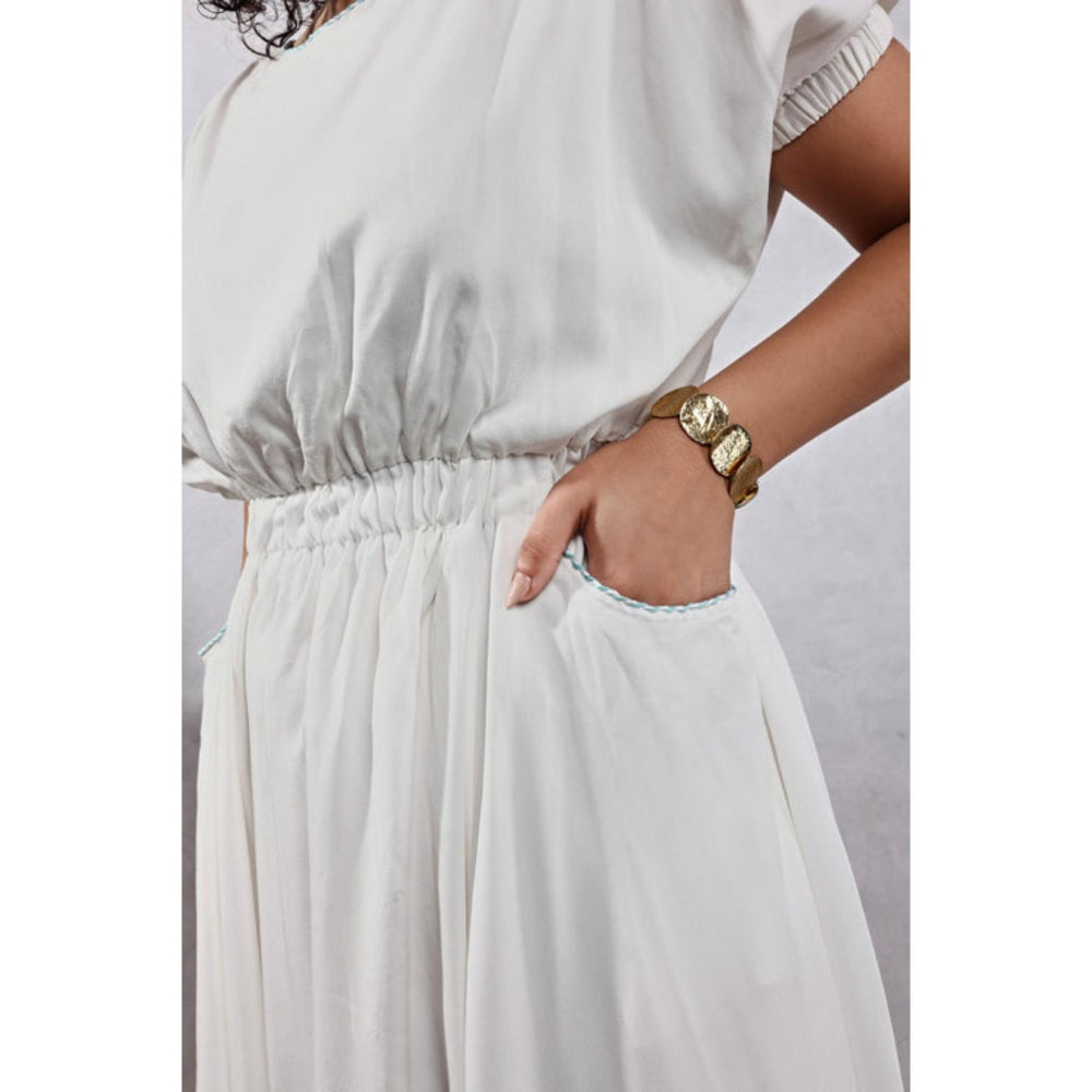 Leela by A White Front Pocket Jumpsuit