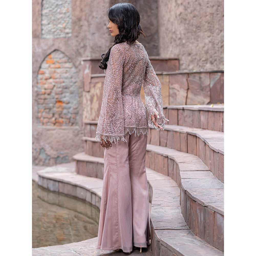 MABISH LUXE Womens Polyester Embroidered Pink Co-Ord Set