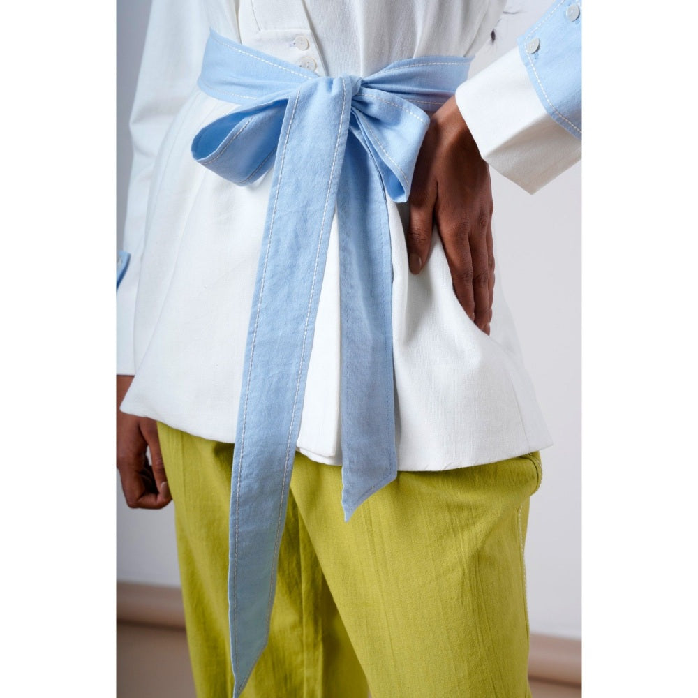 MADDER MUCH Taj Serene Ice Top with Olive Pant and Belt (Set of 3)