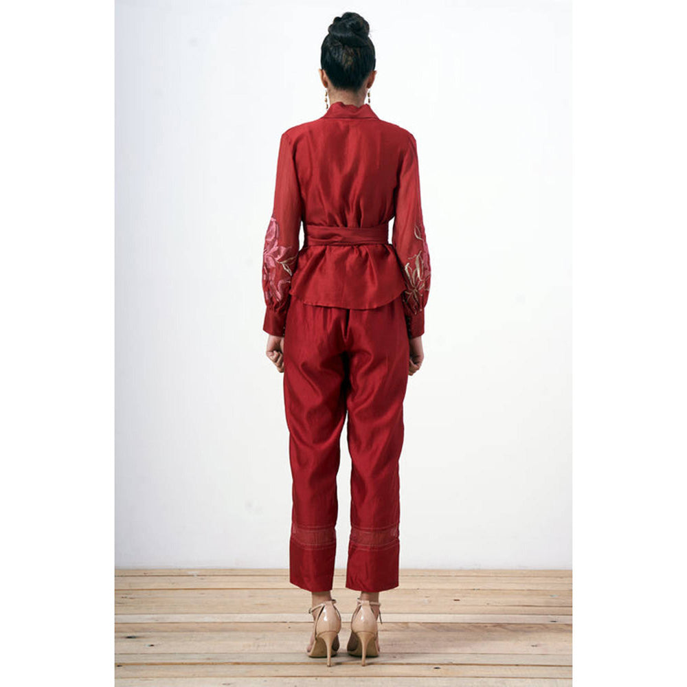 MADDER MUCH Grace - Sangria Wrap Top With Ankle Pants