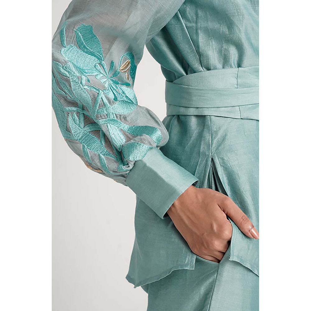 MADDER MUCH Grace - Aqua Wrap Top With Ankle Pants