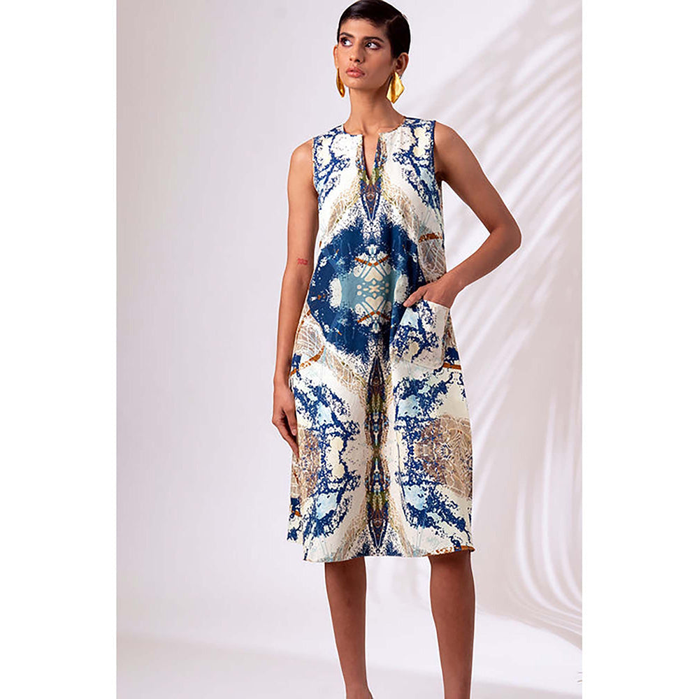 MADDER MUCH Cotton Multi-Color V-Neck Printed Dress With Jacket Co-Ord's