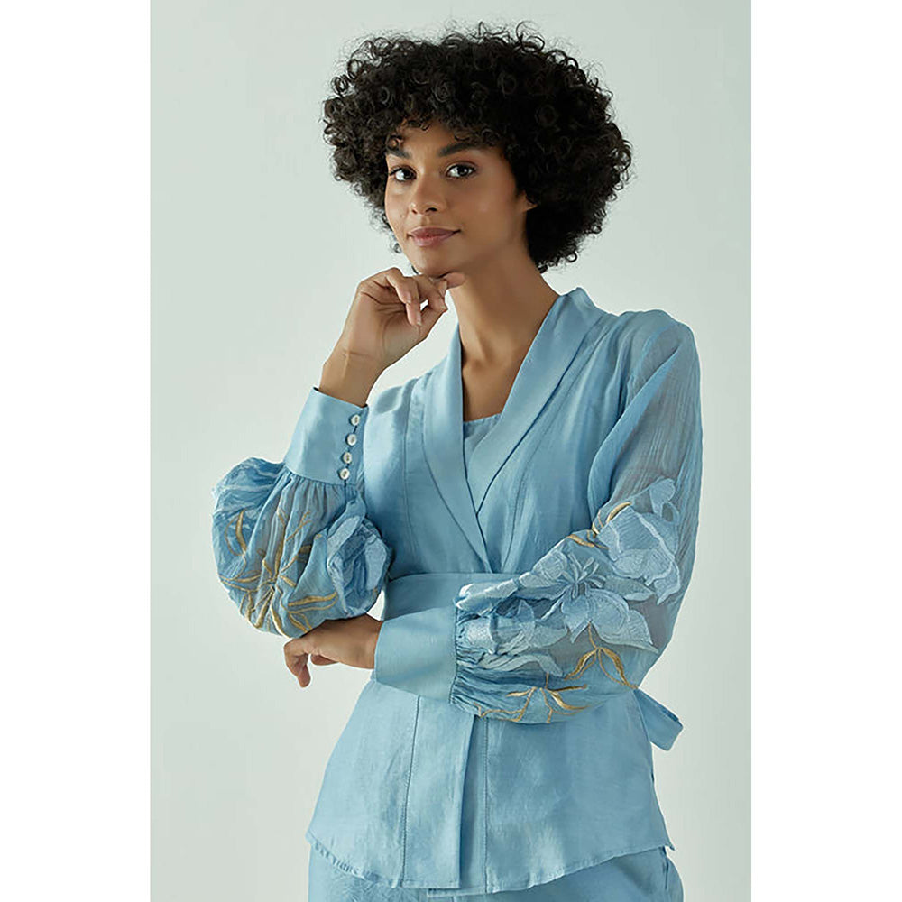 MADDER MUCH Grace - Pacific Blue Wrap Top With Ankle Pants