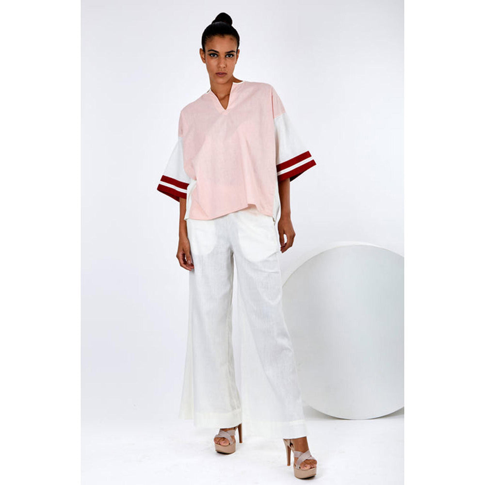 MADDER MUCH Multi-Color Cotton V-Neck Colorblock Top