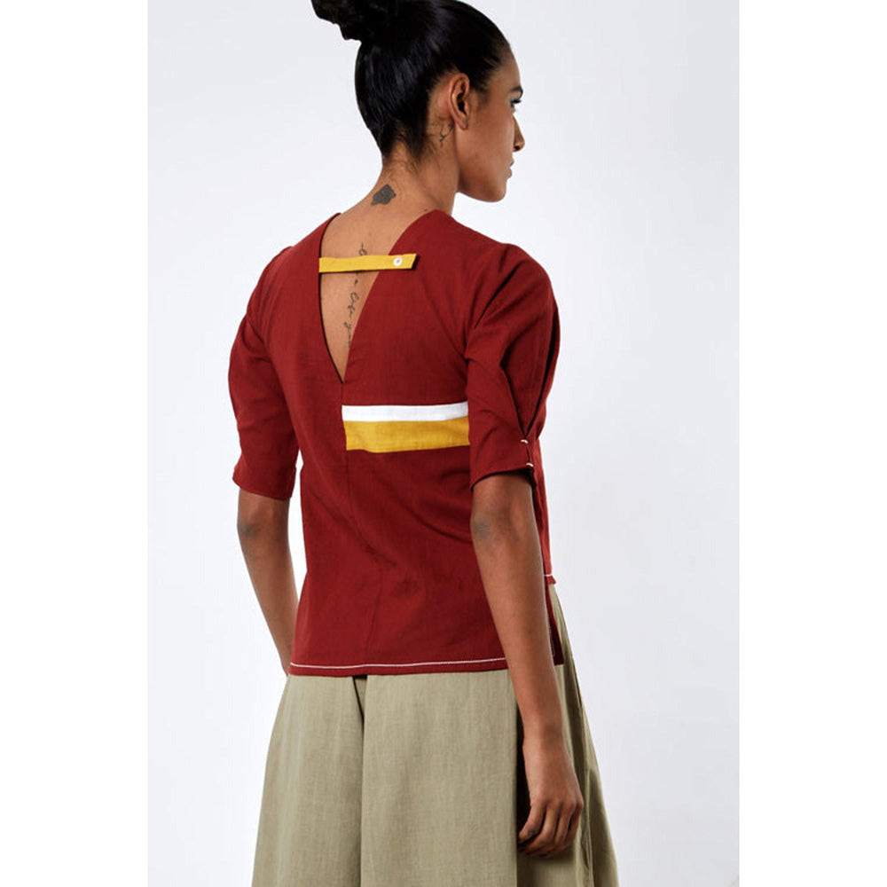 MADDER MUCH Red Cotton Solid Plain Top
