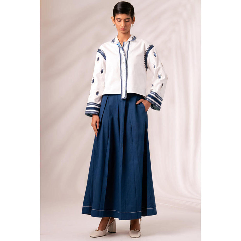 MADDER MUCH Multi-Color Cotton Collar Neck Embroidered Top