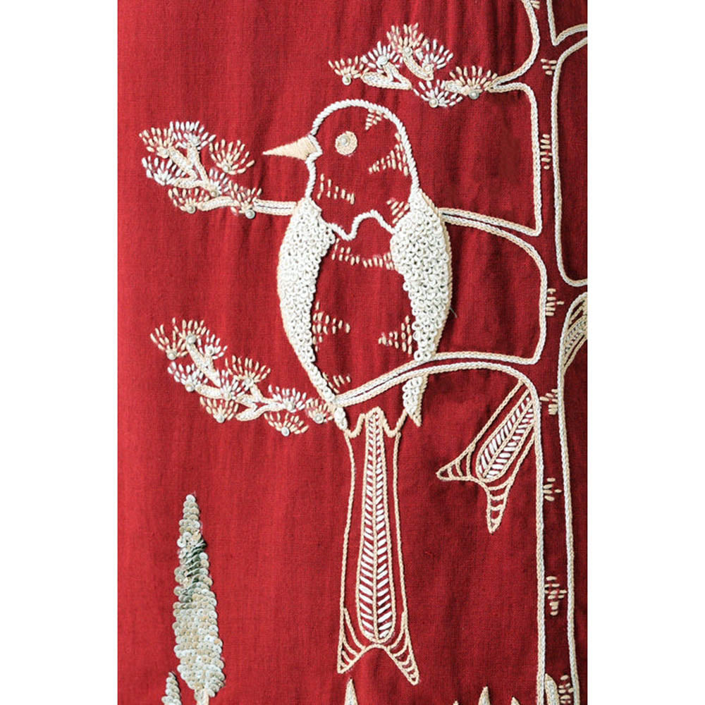 MADDER MUCH Madder Chase - Midtown Midi Dress in Hand Embroidery