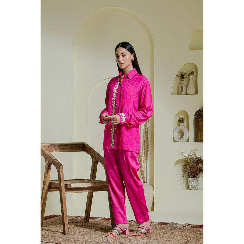Maive Magenta Hand Embroidered Co-Ord (Set of 2)