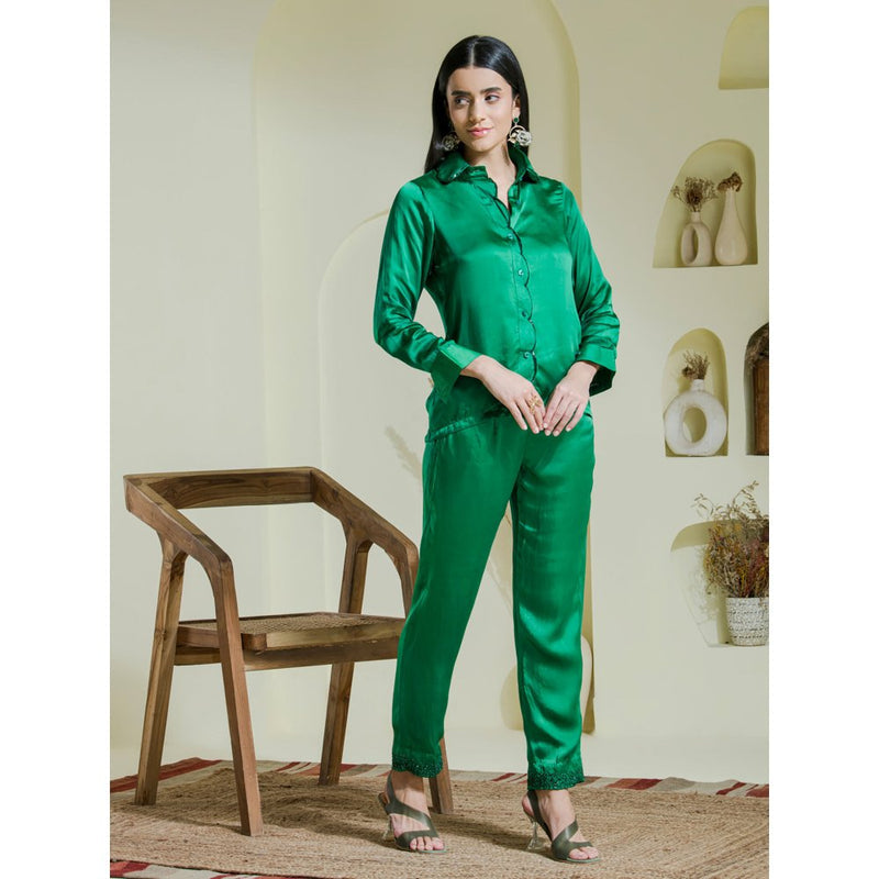 Maive Emarald Green Embroidered Co-Ord (Set of 2)
