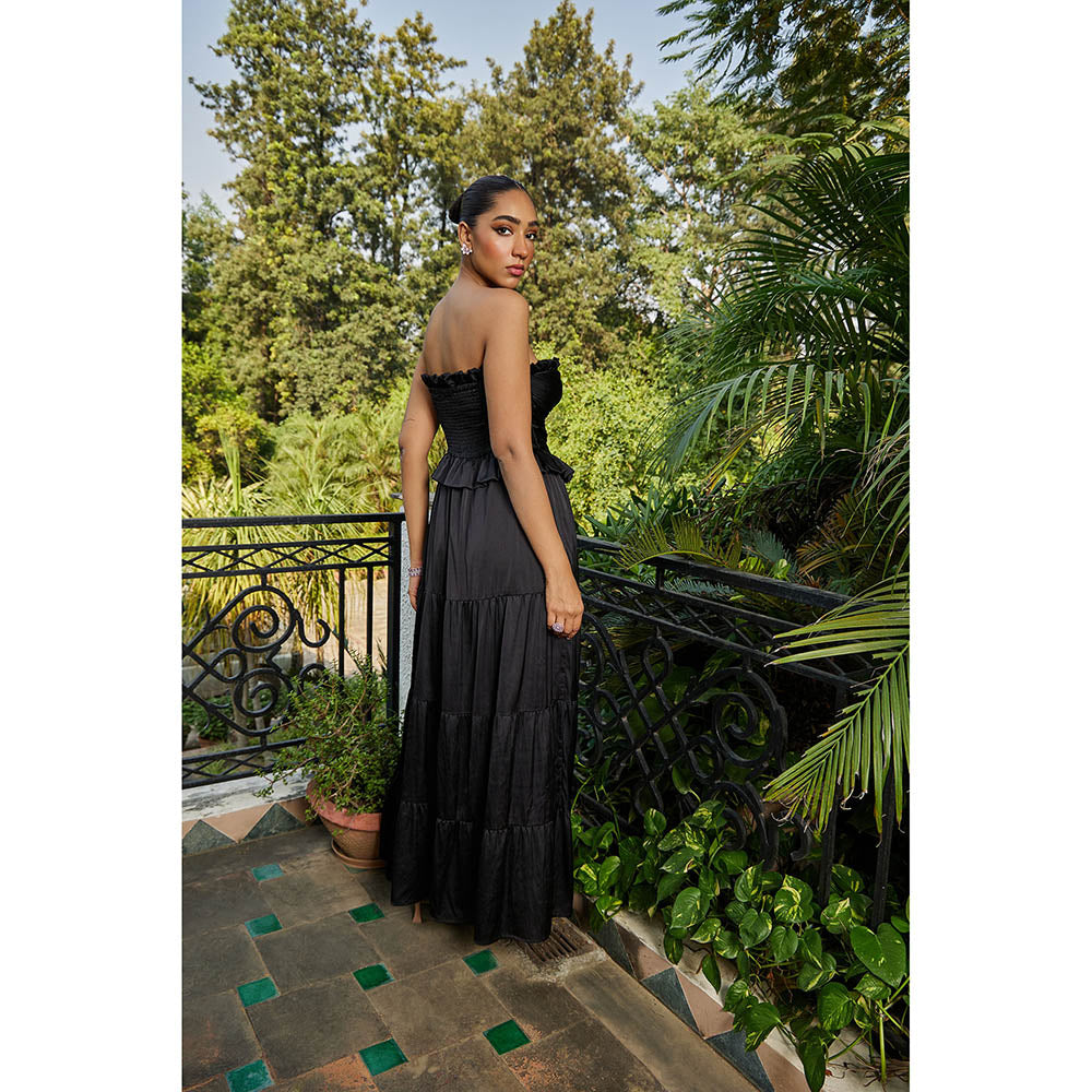 MALIE Full Length Bandeau Black 'Blanca Dress