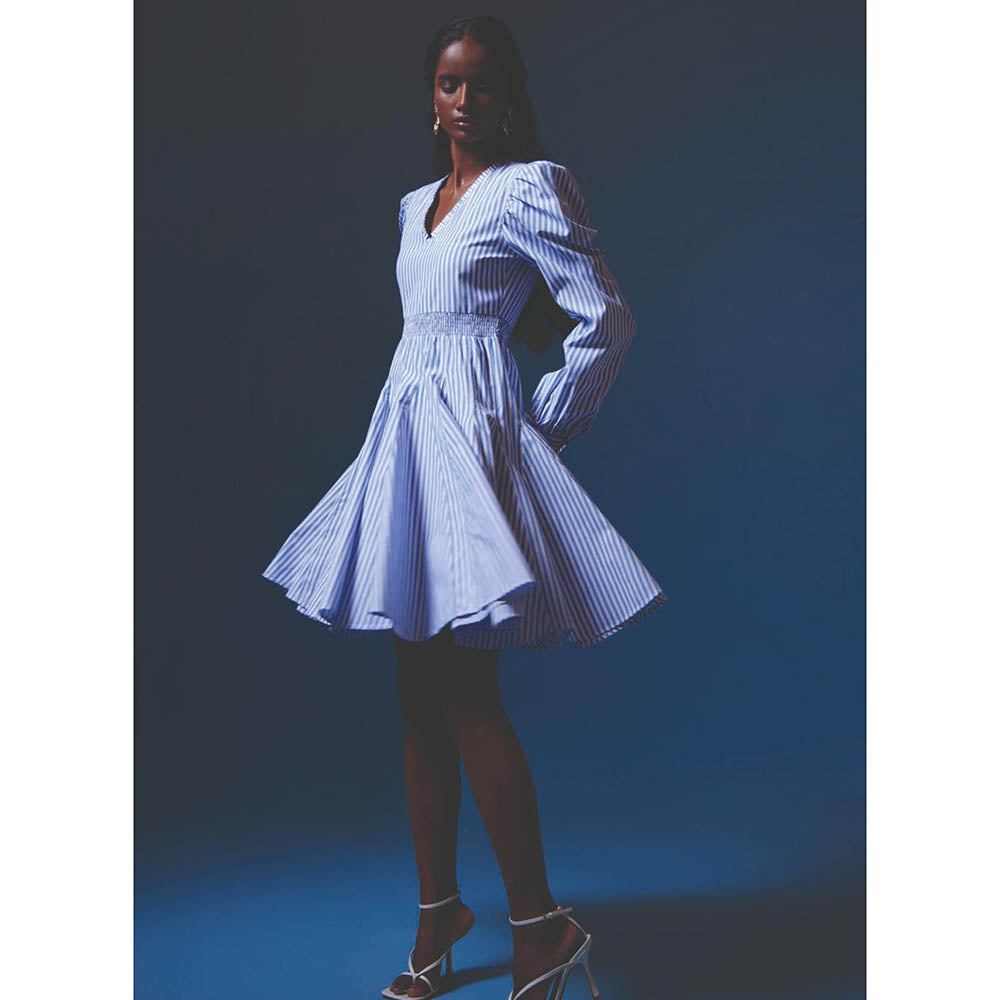 MALIE Blue & White Stripes Lago Dress