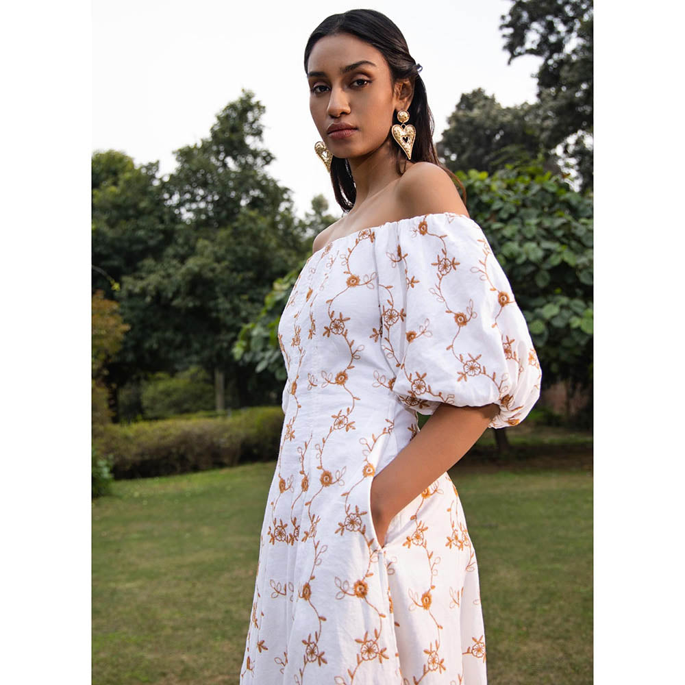 MALIE White & Brown SERENITY Dress