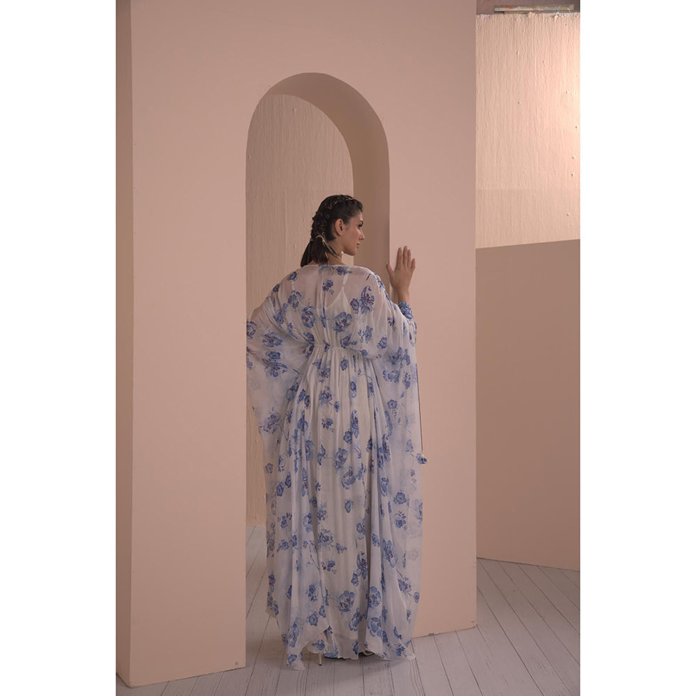 MANDIRA WIRK Blue Periwinkle Floral Kaftan (Set of 2)