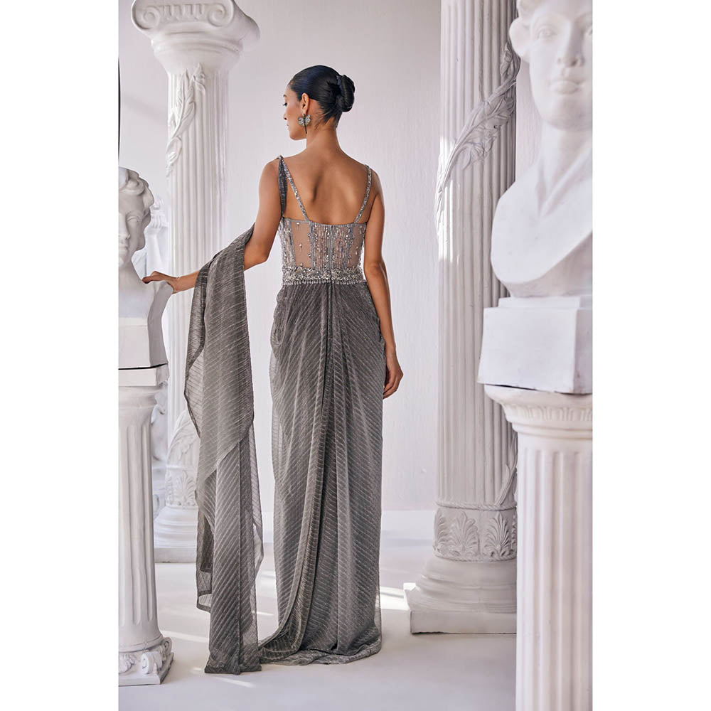 MANDIRA WIRK Grey Fusion Style Gown