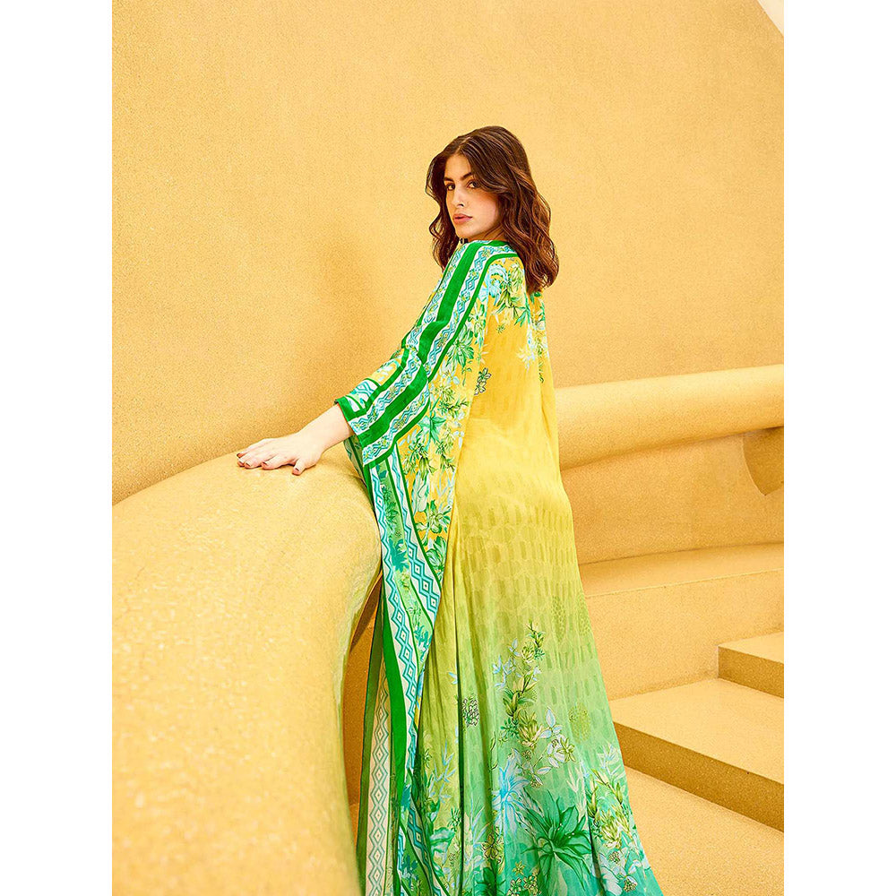 MANDIRA WIRK Multicolor Ombre Printed Kaftan Dress