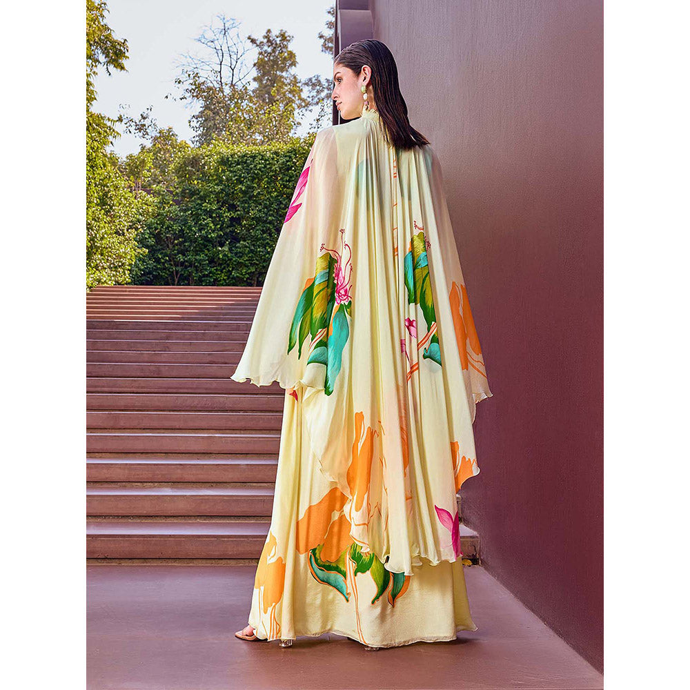 MANDIRA WIRK Light Yellow Wage Motif Placement Dress