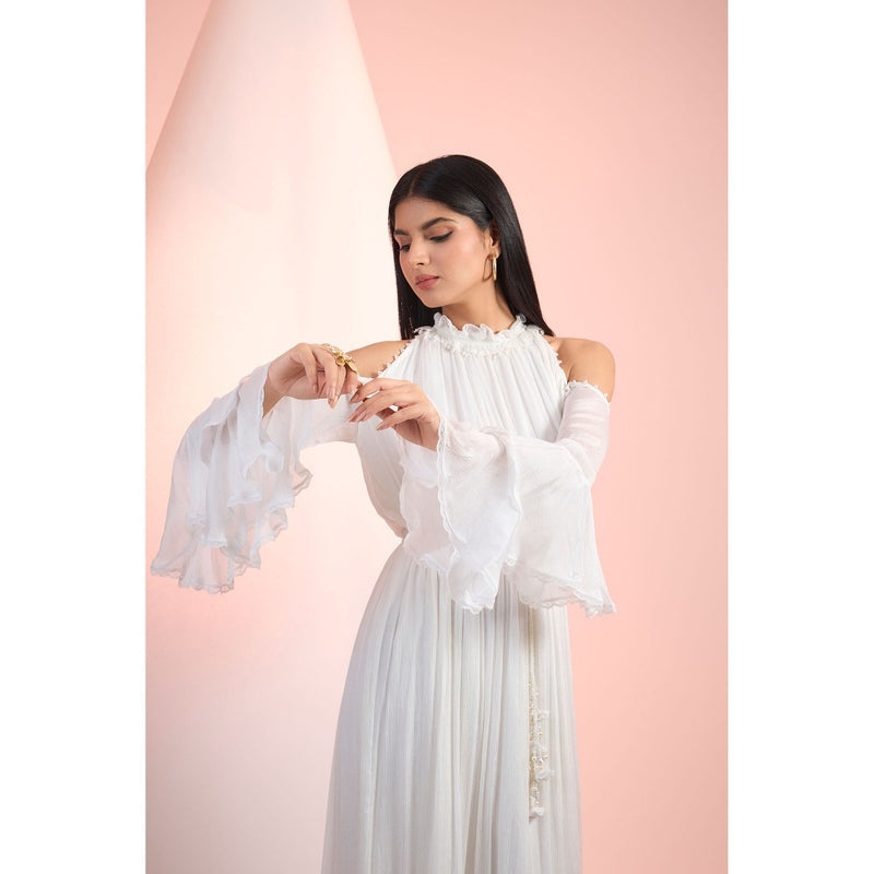 MANDIRA WIRK White Solid Maxi Dress