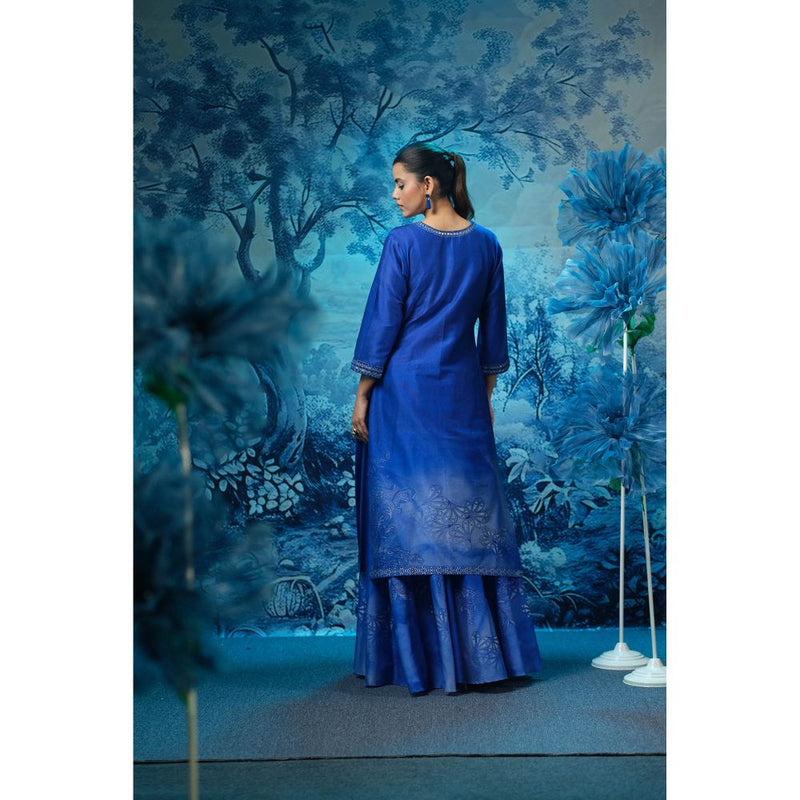 MANDIRA WIRK Blue Iris Kurta with Palazzo and Dupatta