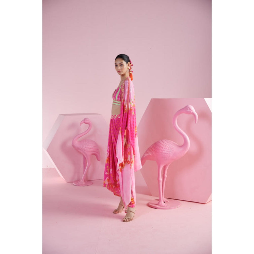 MANDIRA WIRK Blossom Cluster Draped Skirt Set