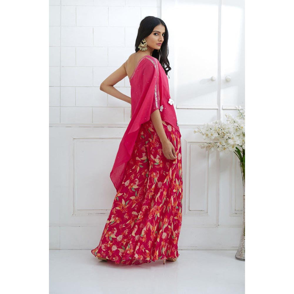MANDIRA WIRK Fuchsia A-Symmetric Tunic with Sharara