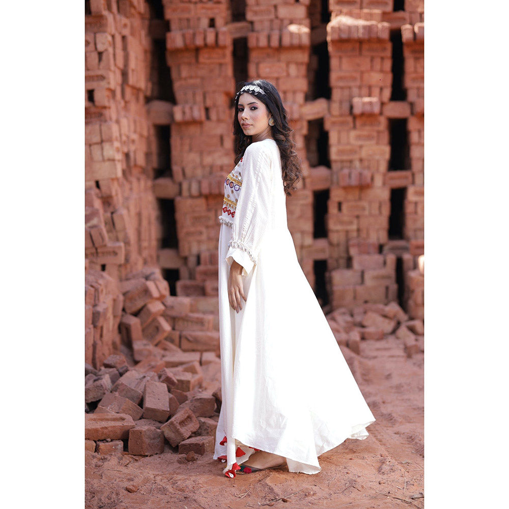 Mani Dua Khanna Ivory Anarkali with Pant (Set of 2)