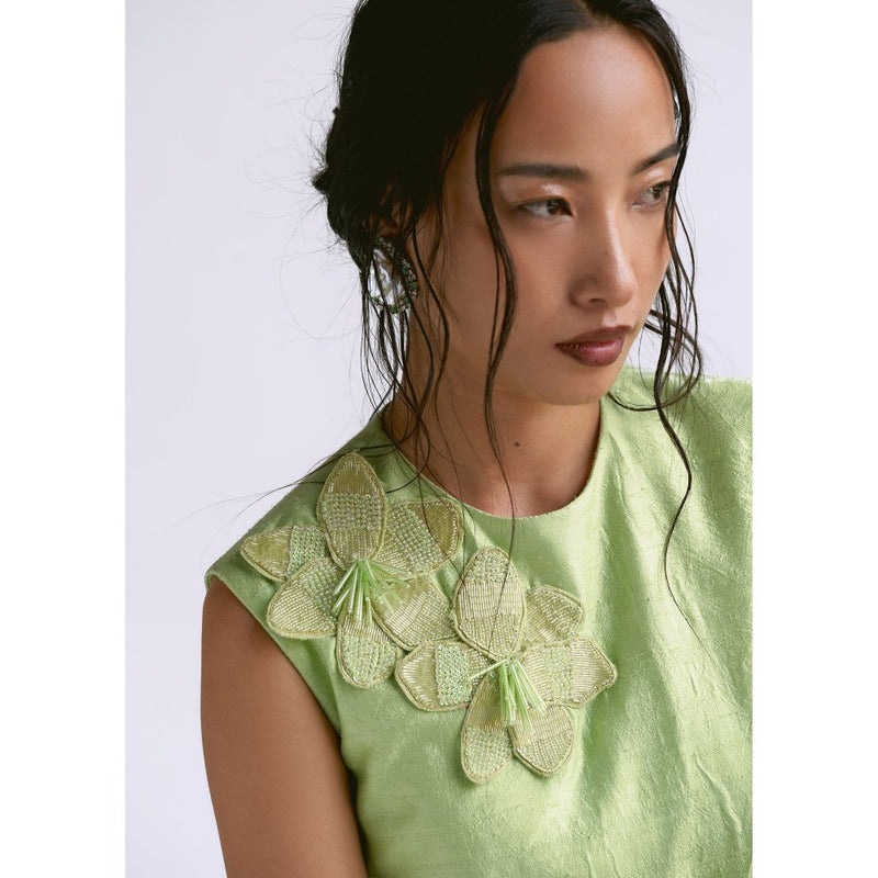 Manika Nanda Green Draped Blazer With Pant (Set of 2)