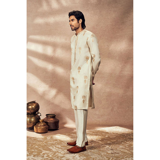 Masaba Ivory Traveller's Palm Jacquard Kurta with Pant (Set of 2)