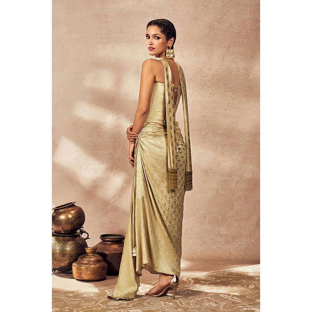 Masaba Beige Pixie Dust Top with Skirt and Dupatta (Set of 3)