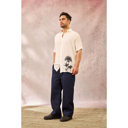 Masaba White Palm Tree Print Shirt