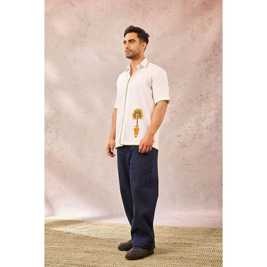 Masaba White Tropical Embroidered Shirt