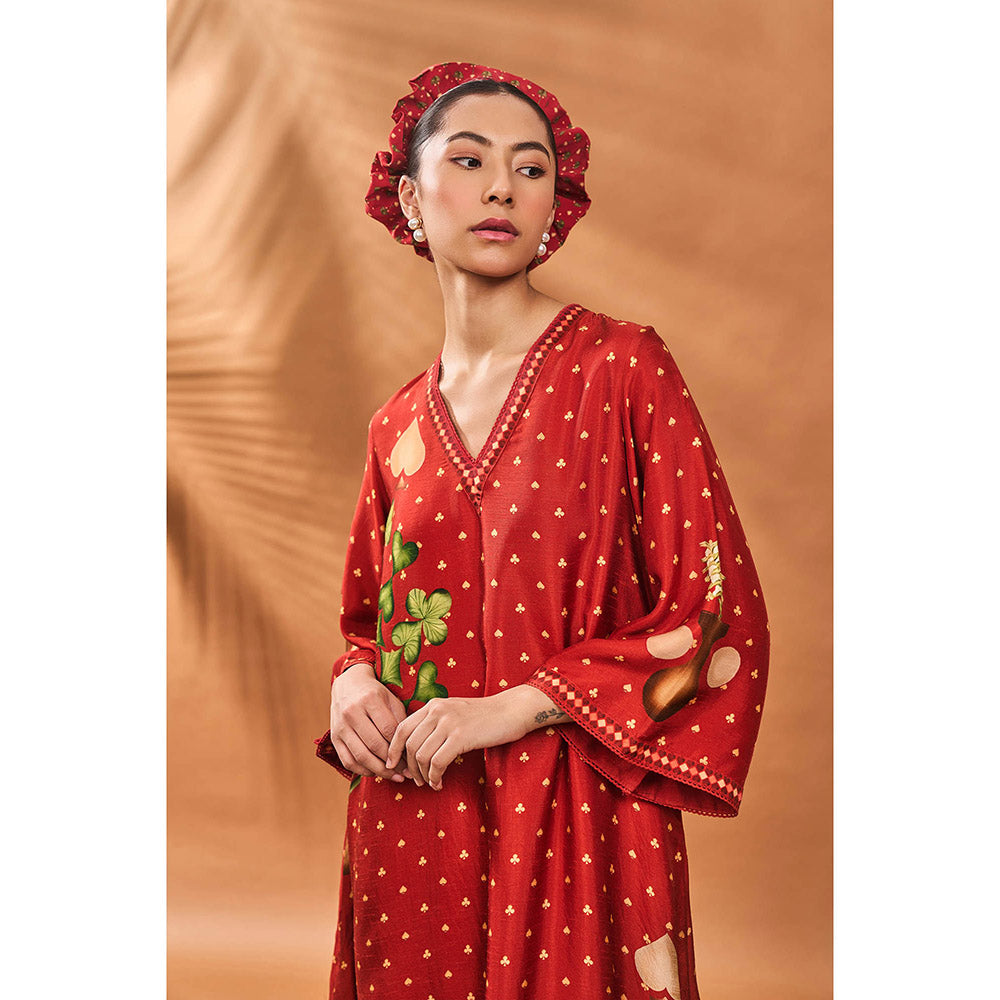 Masaba Red Spade Blossom Kurta with Palazzo (Set of 2)