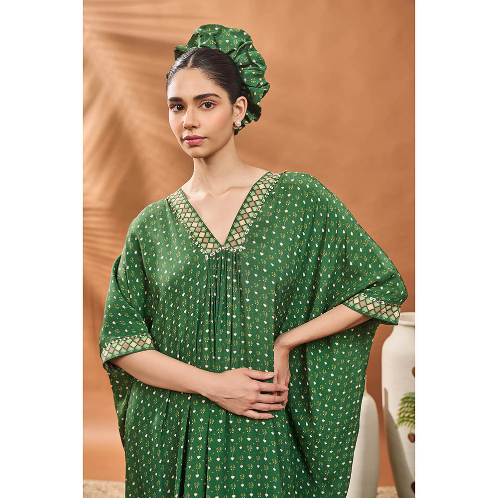 Masaba Green Tree Of Hearts Kaftan with Pant (Set of 2)