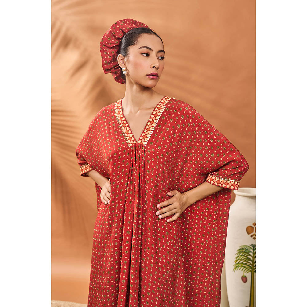 Masaba Red Kaftan with Pant (Set of 2)