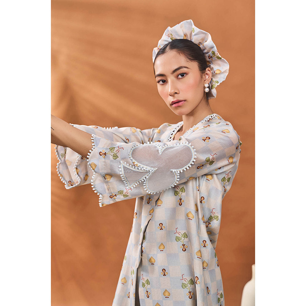 Masaba Powder Blue Checkers Kurta with Palazzo (Set of 2)