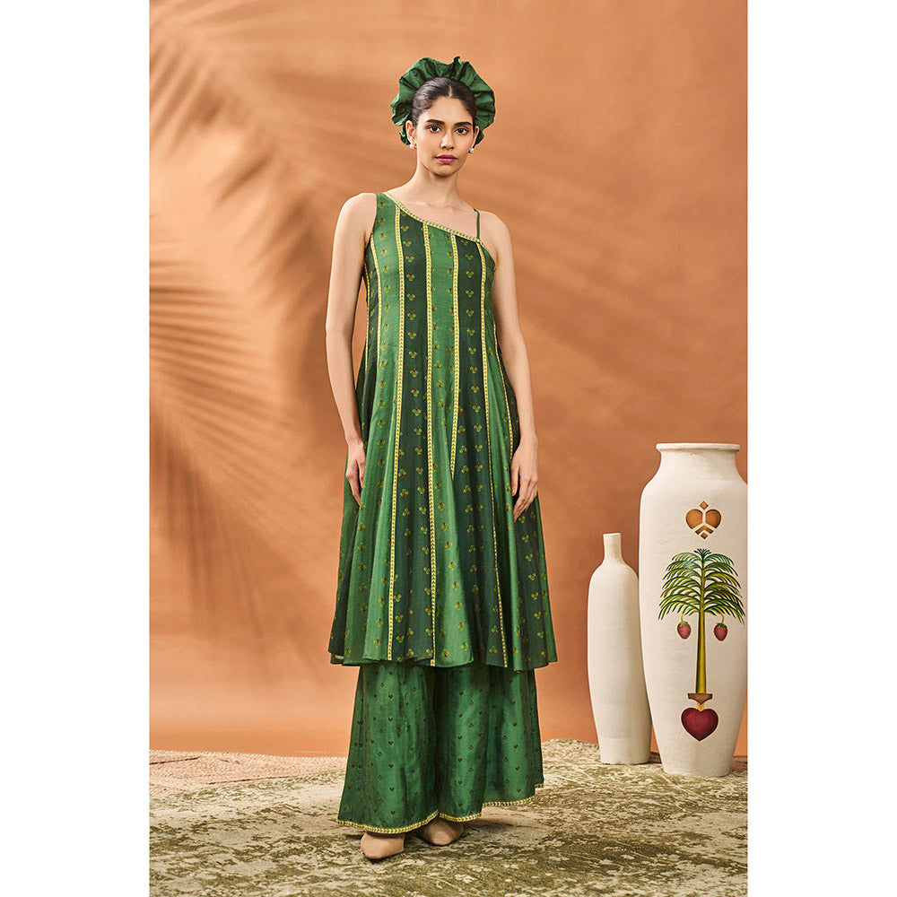 Masaba Green Petal Play Kurta with Palazzo and Dupatta (Set of 3)