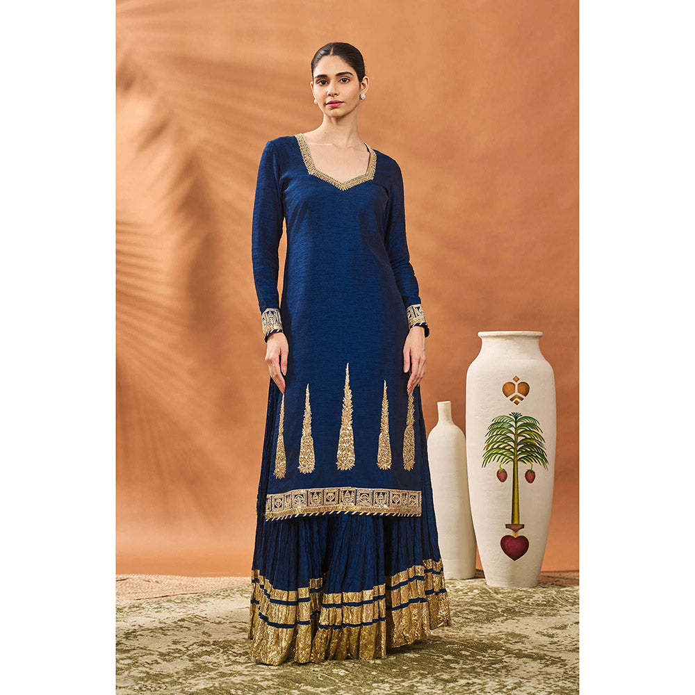 Masaba Blue Pixie Dust Kurta with Lehenga and Dupatta (Set of 3)