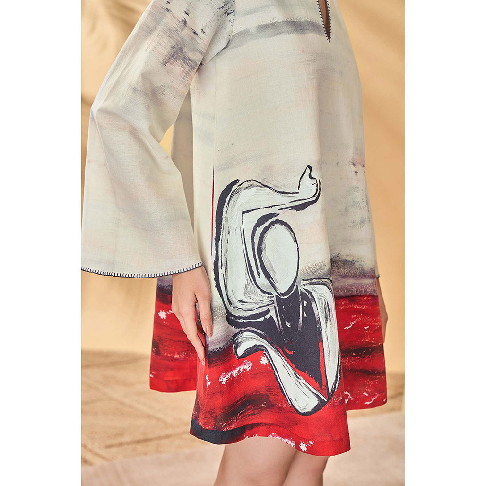 Masaba White Dancing Shadows Trapeze Mini Dress